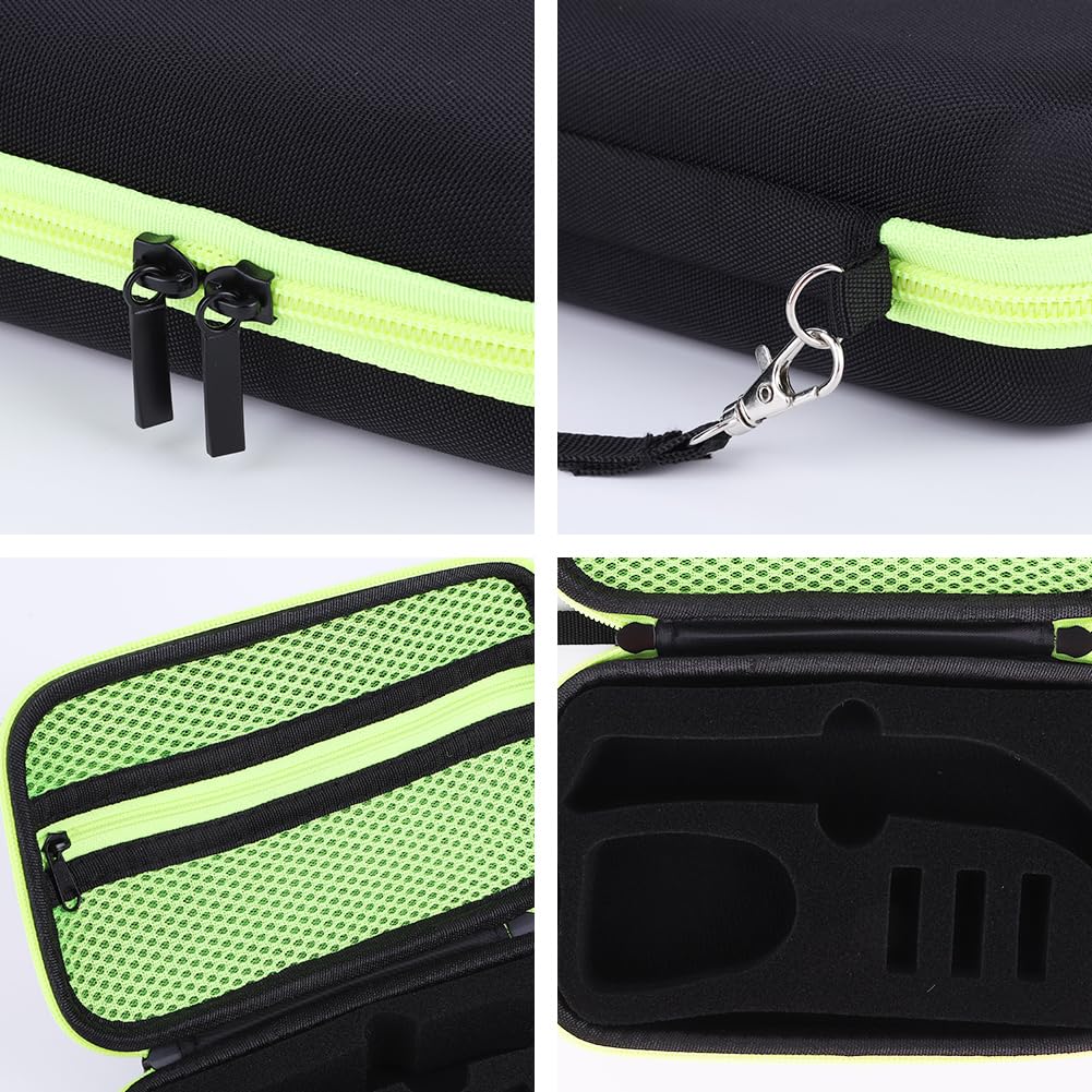 Custodia da viaggio per rasoio elettrico da viaggio, borsa portatile per Philips OneBlade Pro e accessori, Nero e verde, 195x120x58mm/7.68x4.72x2.28inch, casual