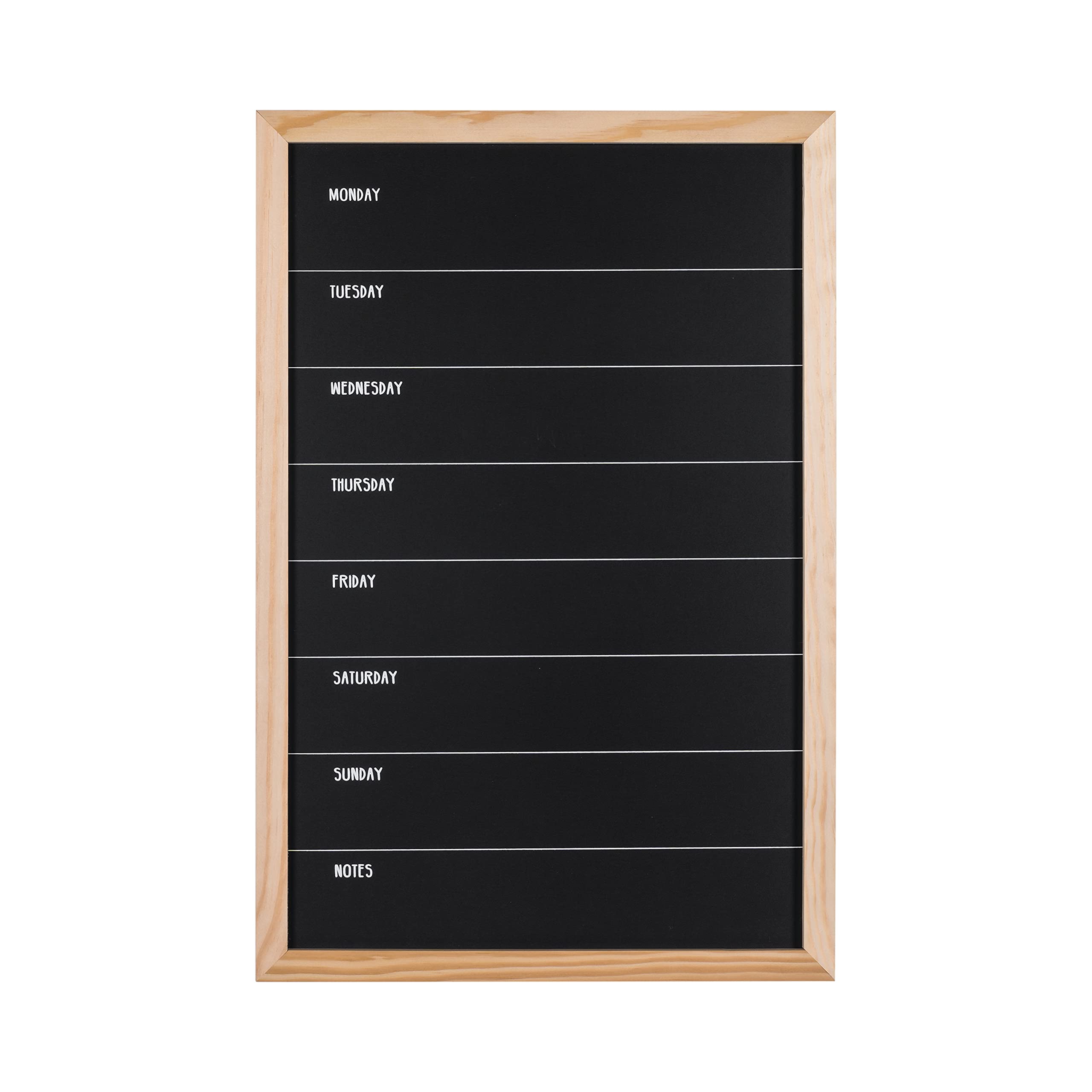Bi-Office - Tablica do pisania kredą, planer tygodniowy, 40 x 60 cm, rama z drewna sosnowego