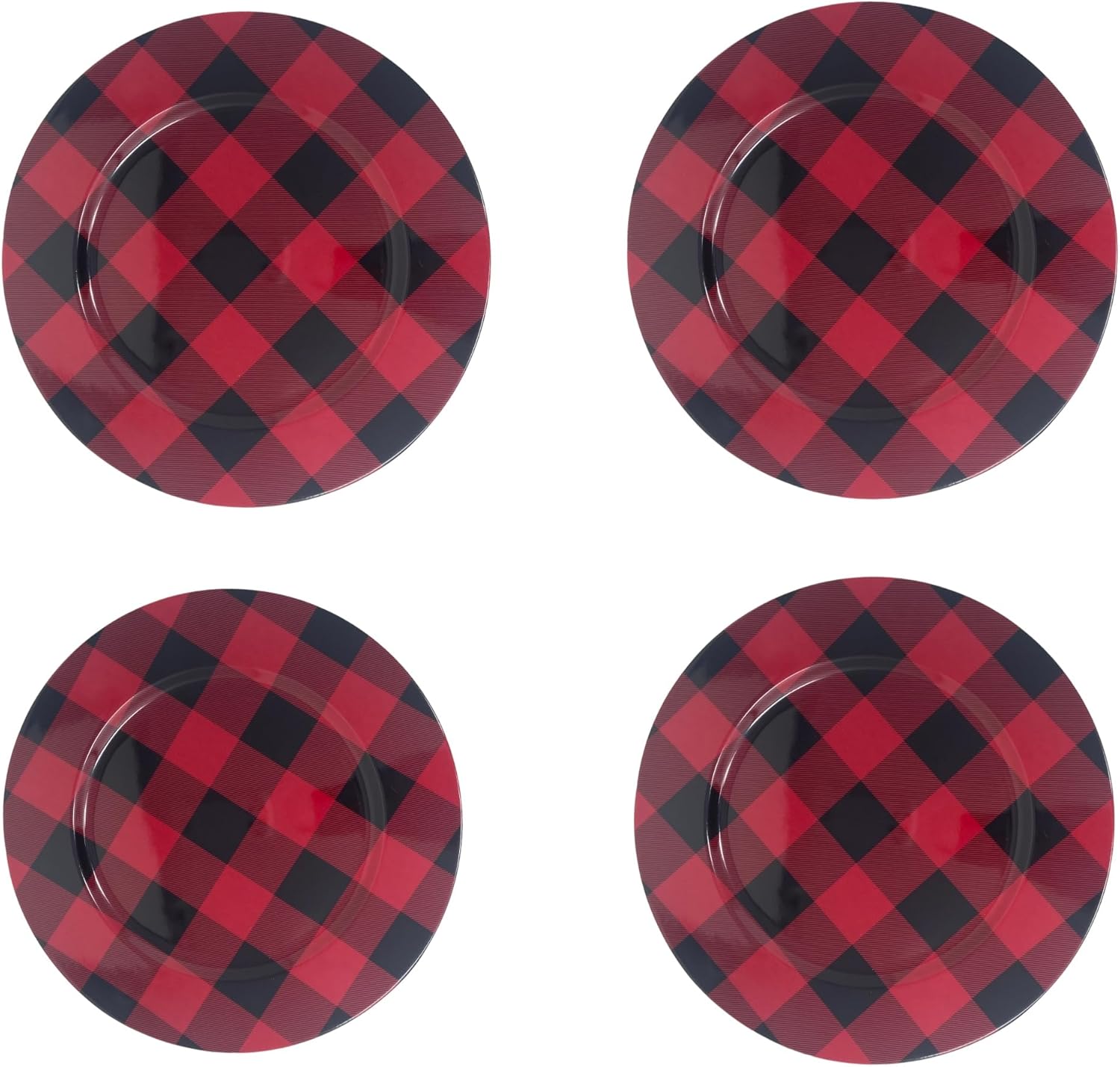 CLRA 4 Pk Melamine Black and Red Buffalo Check Christmas