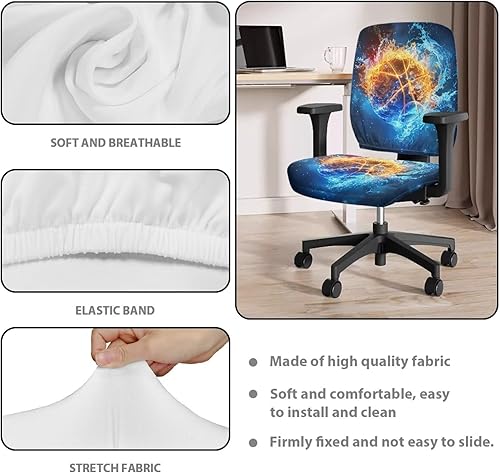 Miniatura 5 de Funda giratoria para silla de oficina de baloncesto, fundas universales para silla de computadora, funda de asiento antideslizante para silla de