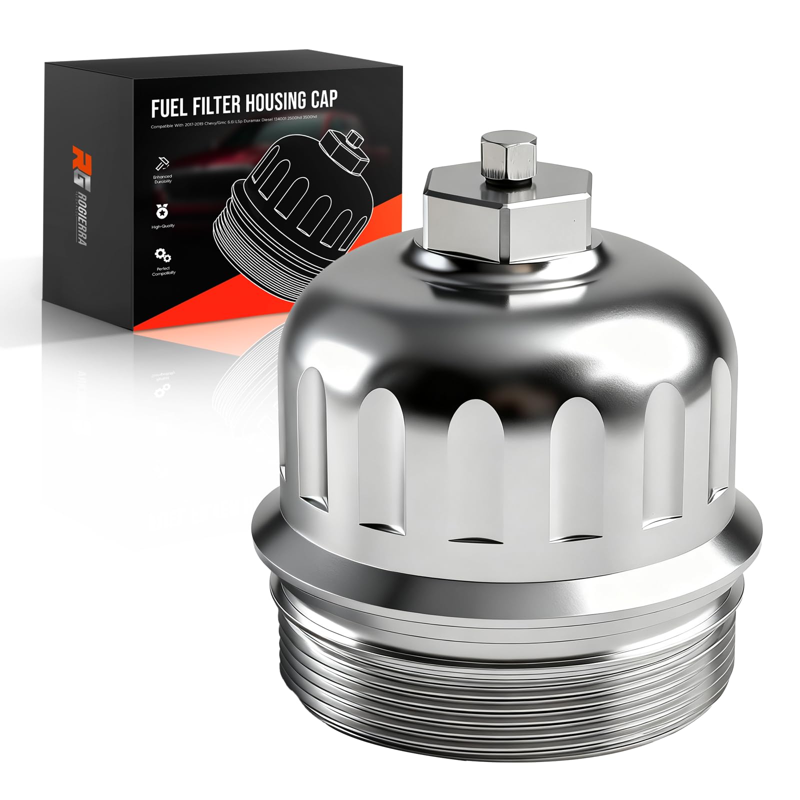 Photo 1 of 134001 Fuel Filter Housing Cap with Drain Plug Compatible with 2017-2024 Chevy Silverado GMC Sierra 2500HD/3500HD 6.6L L5P Duramax, Replaces 134001 Silver Filter Element: Not Included.