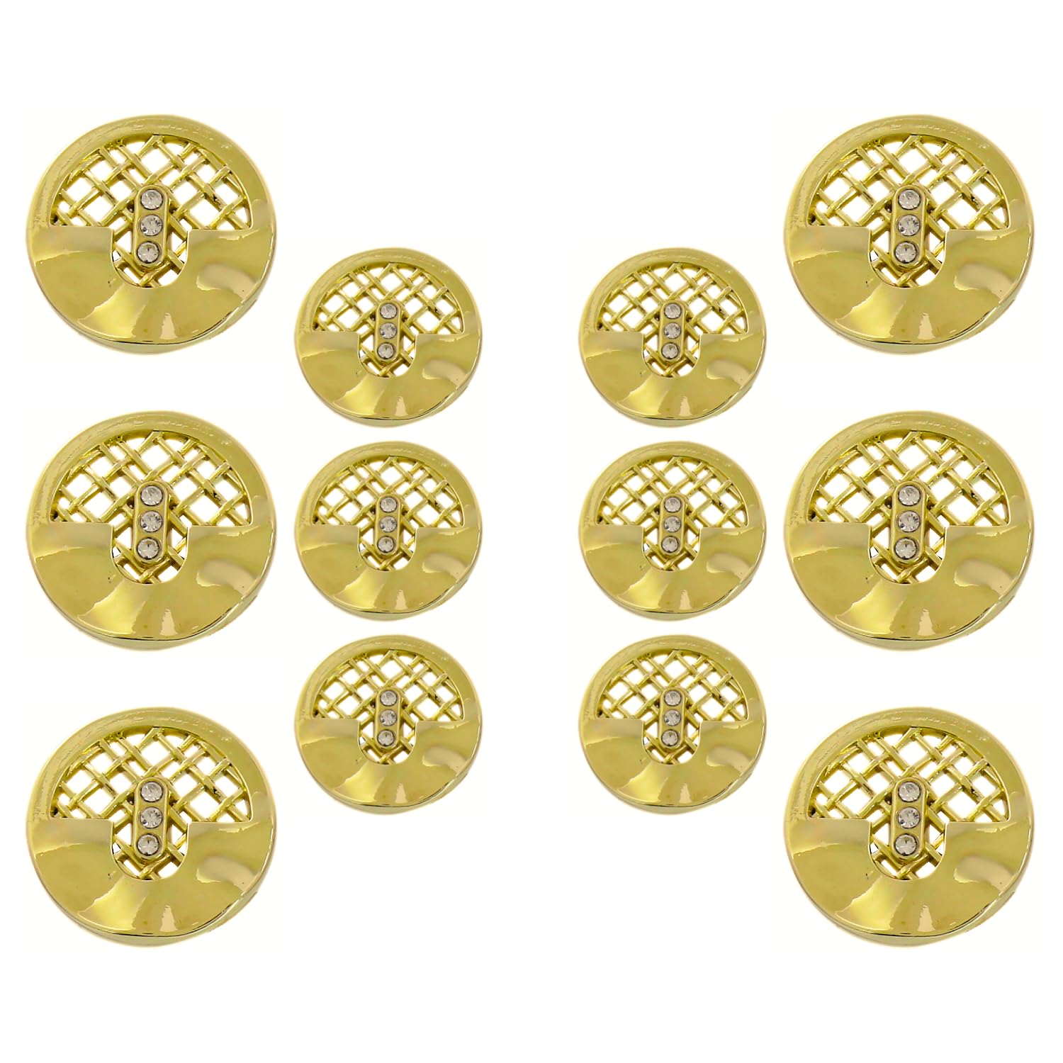Ani Accessories Rhinestone Diamond Metal Shank Button Half Cut CNC Shank for Coat Bandhgalas Indo-Western Sherwani DIY (12 Pcs Button (6 Pcs Small + 6 Pcs Big), Dull Gold (Halfcut-CNC))-picture-53