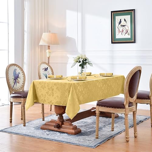 Miniatura 2 de Romanstile Mantel rectangular de jacquard, impermeable, con patrón floral de damasco, manteles decorativos de tela pesada para cenas, fiestas,