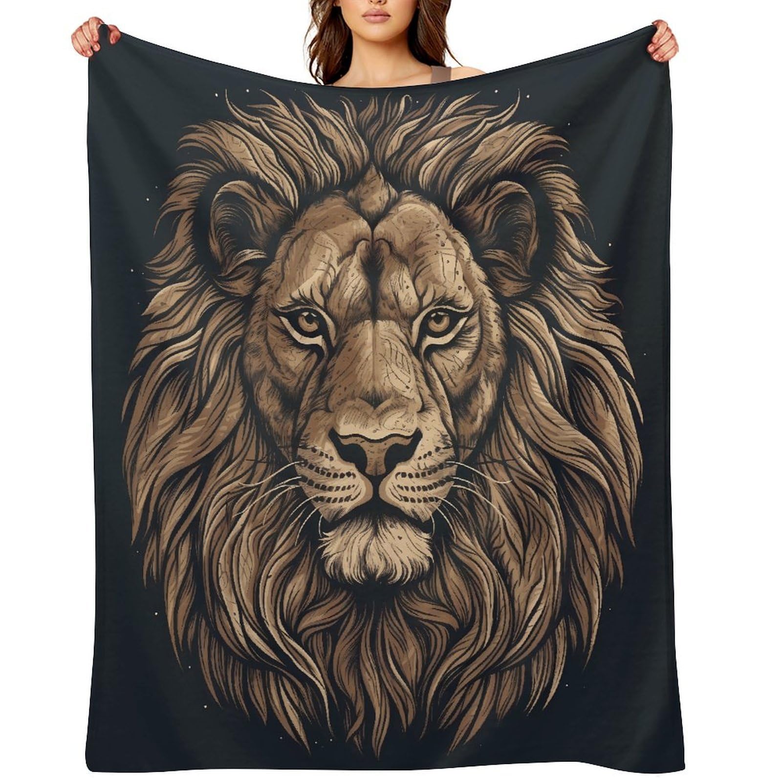 Cartoon Lion Throw Blanket for Couch and Bed Super Soft Warm Lightweight Throw Blankets Cozy Fuzzy Flannel Blanket Personalized Decorative Blankets for Sofa Decor 60"x80"