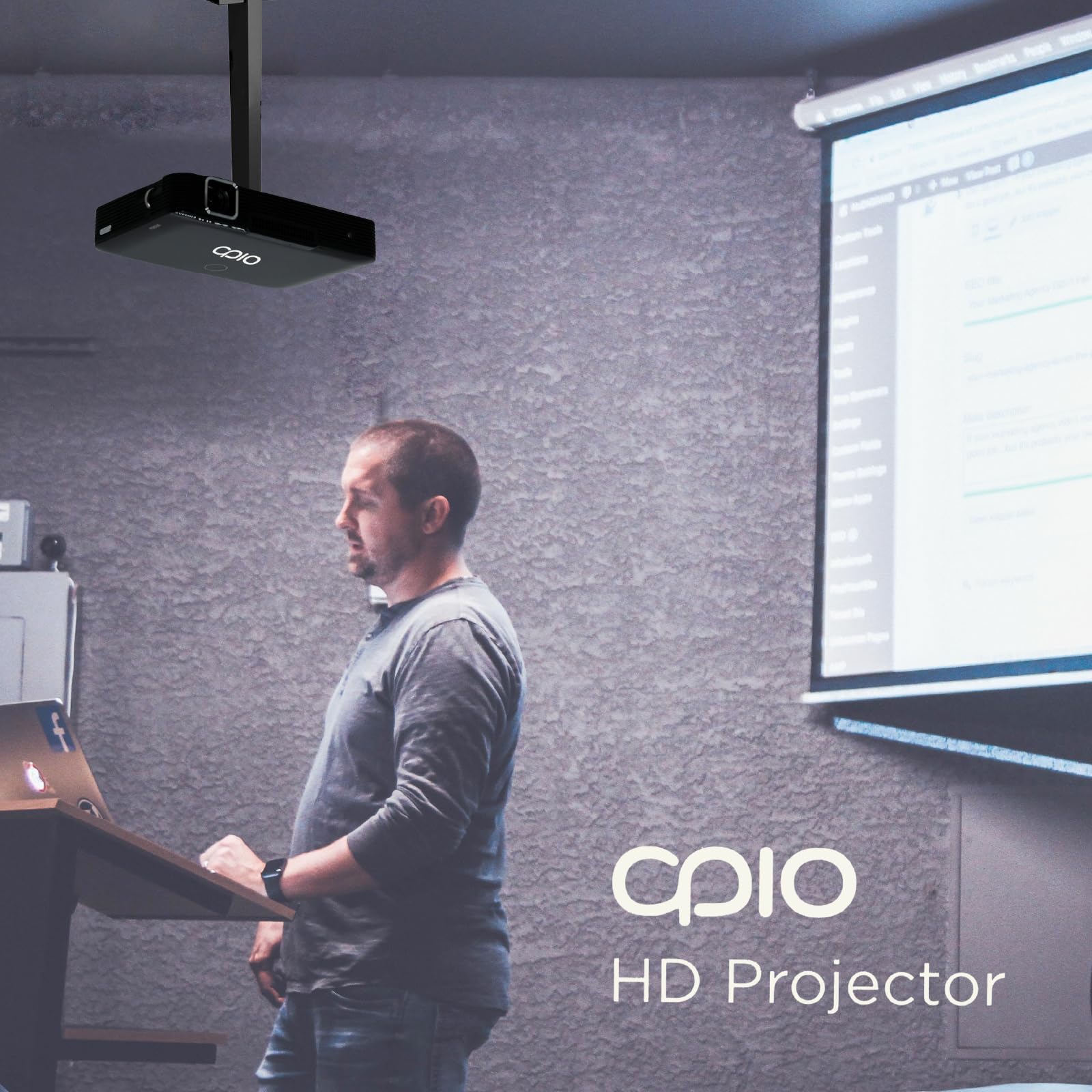 APIO Proiettore HD Ultra Mini HDMI con Lampada a LED, 2000 ANSI Lumens, Risoluzione 1280x720, Idea Regalo, Batteria Ricaricabile Integrata per Film, Laptop, Telefoni, Casa & Outdoor