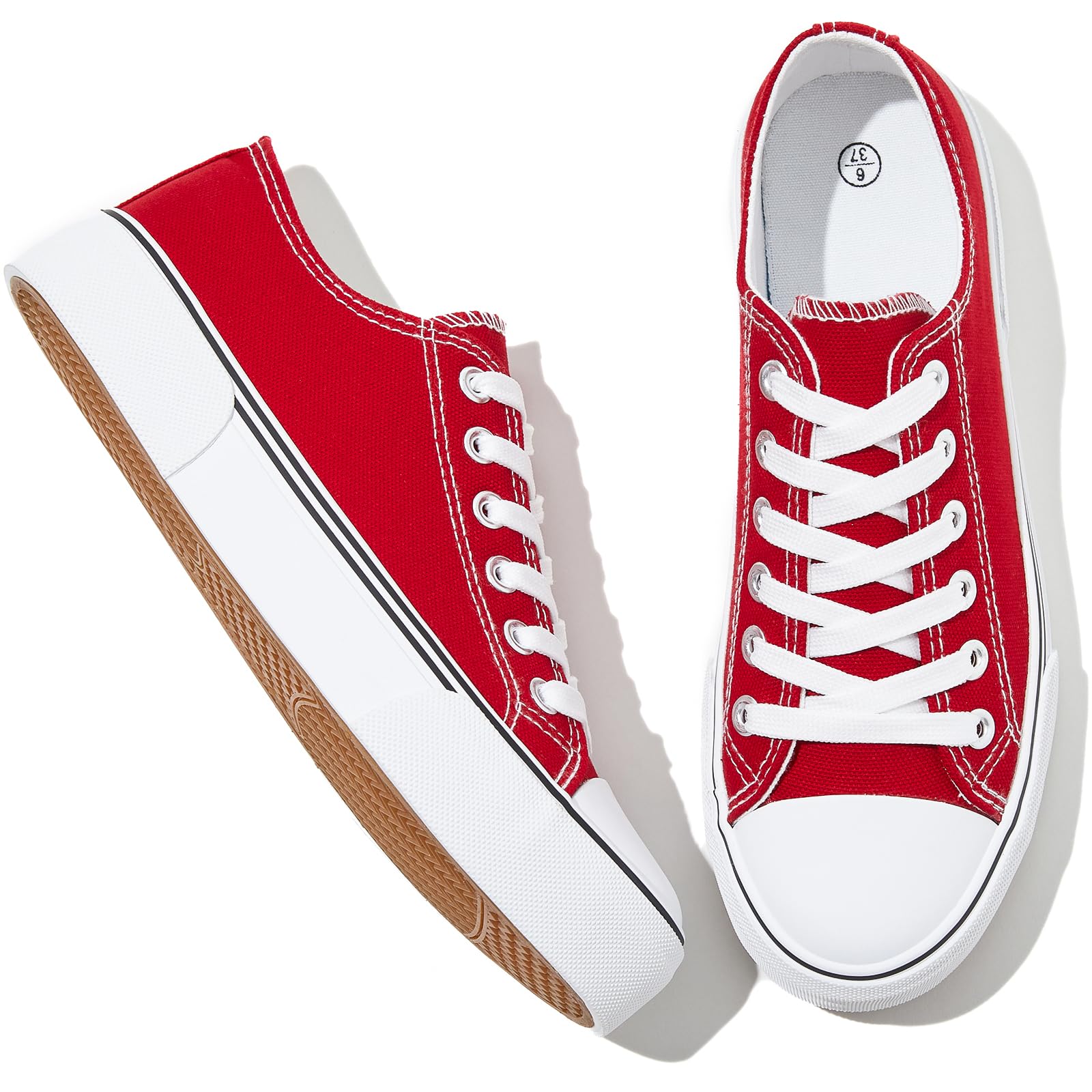 Canvas Tennis Shoes for Women Low Top Casual White Black Sneakers for Women Lace Up Fashion Comfortable Walking Shoes