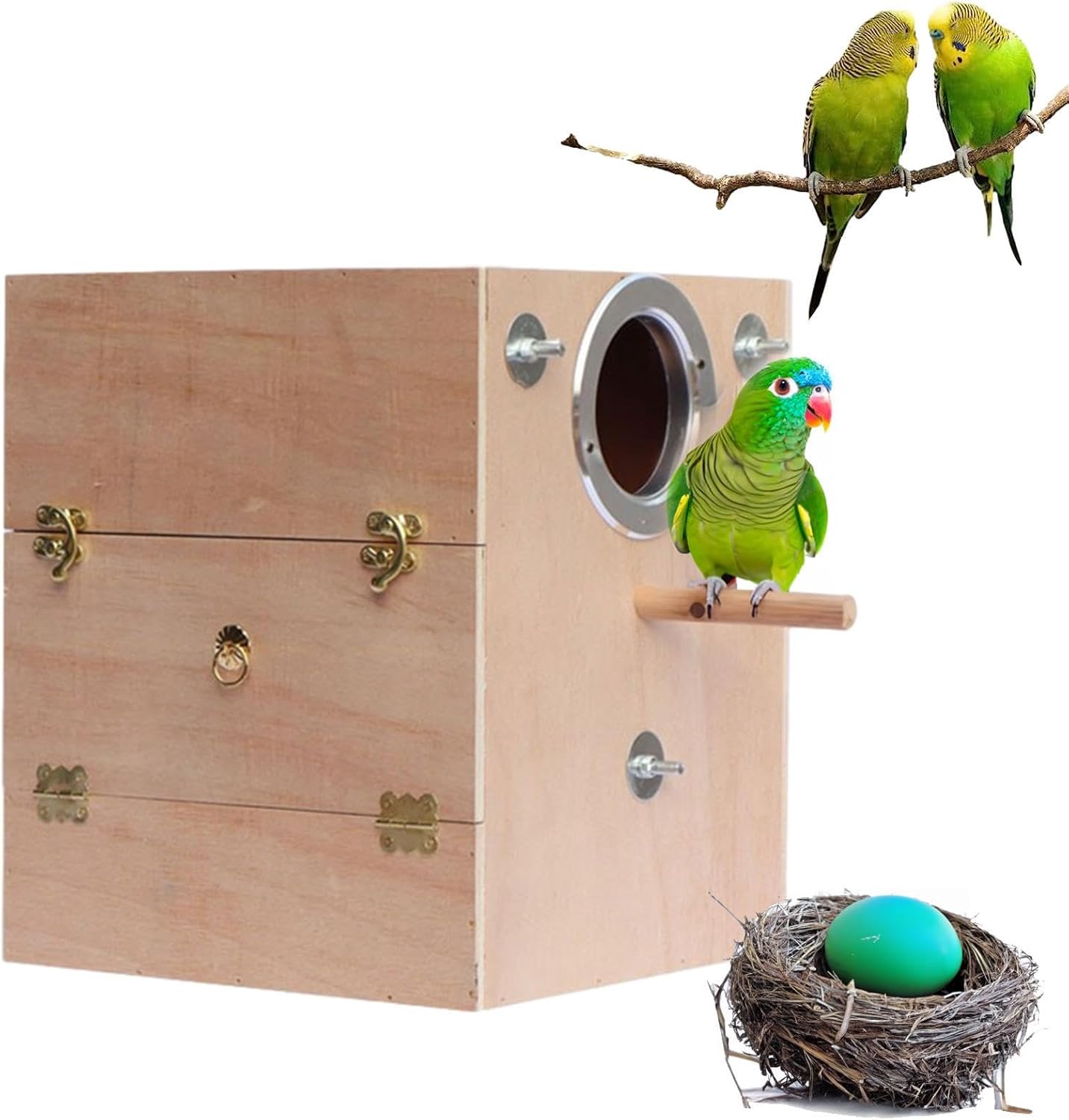 Wooden Bird Breeding Nest, Durable y Parakeet Nesting Box, Large Space