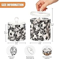 Vista 3 de Paquete de 2 dispensadores de soporte Qtip con tapas, divertidos recipientes de almacenamiento de plástico, recipientes de baño para bolas