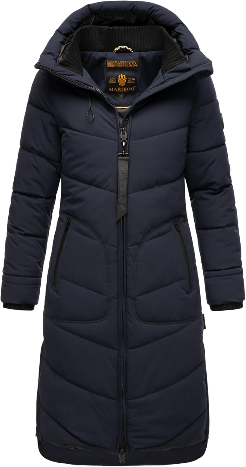 Marikoo Women's Long Quilted Winter Jacket with Hood - Puffer Coat in Knee-Length - Benikoo XS-5XL - Image 7