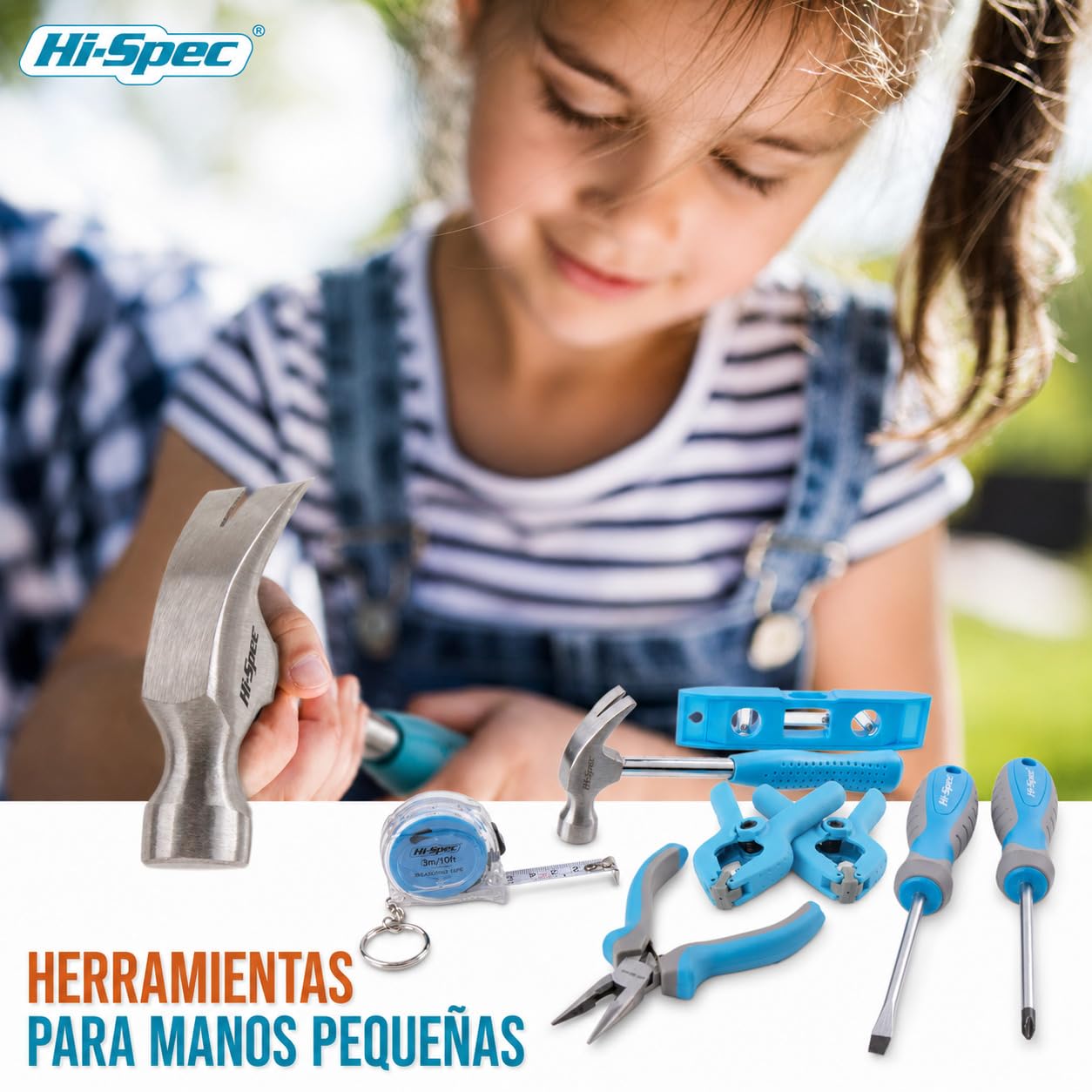 Hi-Spec Bolsa de Herramientas Reales para Niños para Aprendizaje DIY, Azul