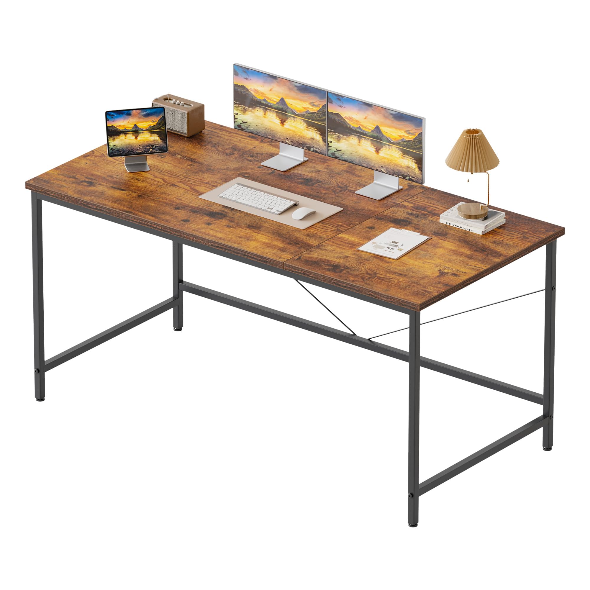 Mericonia 120x50 cm Computer Desk, Gaming Desk for Small Spaces, Modern Simple Style Desk for Home Office, Study Student Writing Desk, Brown