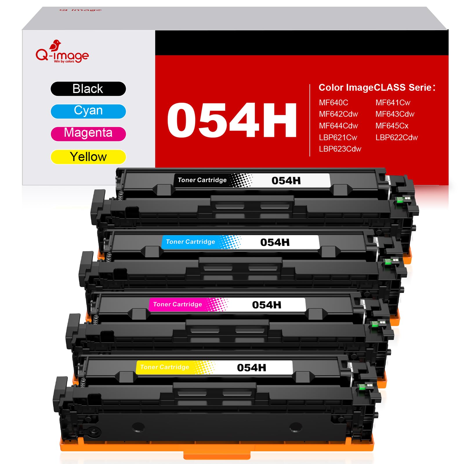 054H Toner Cartridge Replacement Compatible for Canon 054H 054 Use with Color ImageClass MF640C MF642Cdw LBP620 LBP622Cdw MF644Cdw Printer(4Pack,Black Cyan Magenta Yellow)