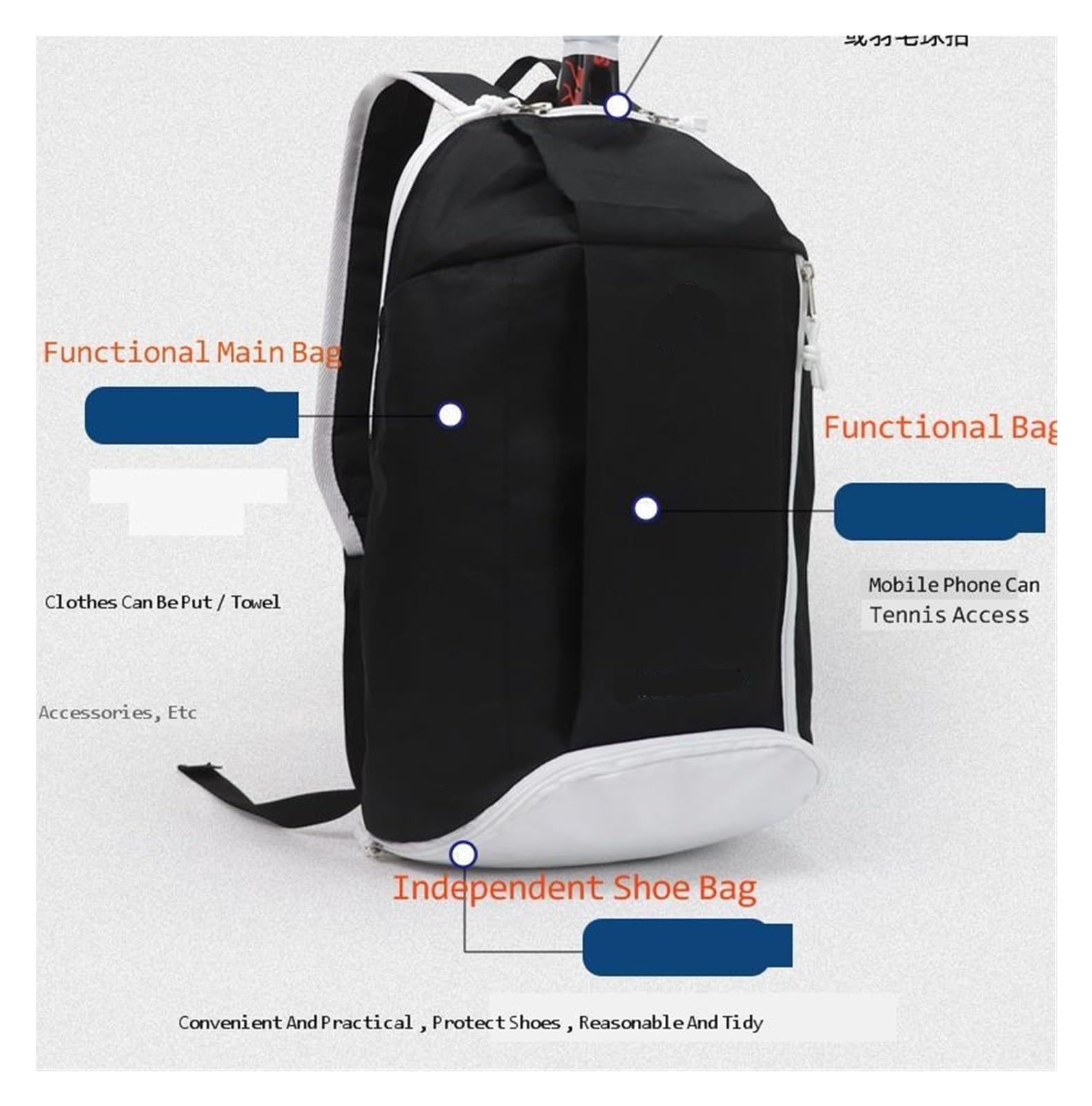 Raquetero Tenis Bolsa De Tenis Juvenil 1-2 Raquetas Mochila Bádminton Hombres Mujeres Adolescentes Head