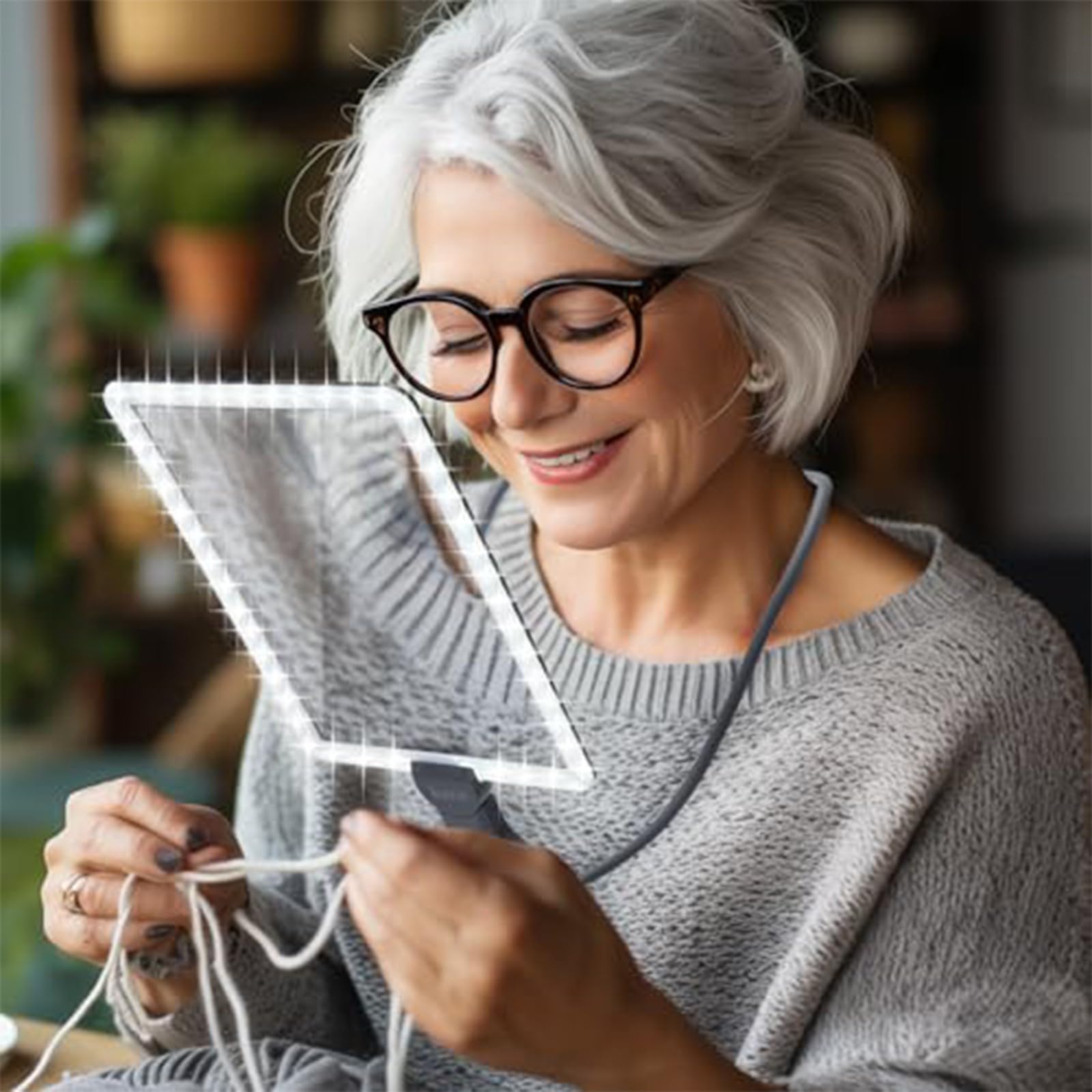 Lente d'ingrandimento a mani libere con luce LED, grande lente d'ingrandimento per lettura, cucito e artigianato, ideale per anziani e lavori dettagliati