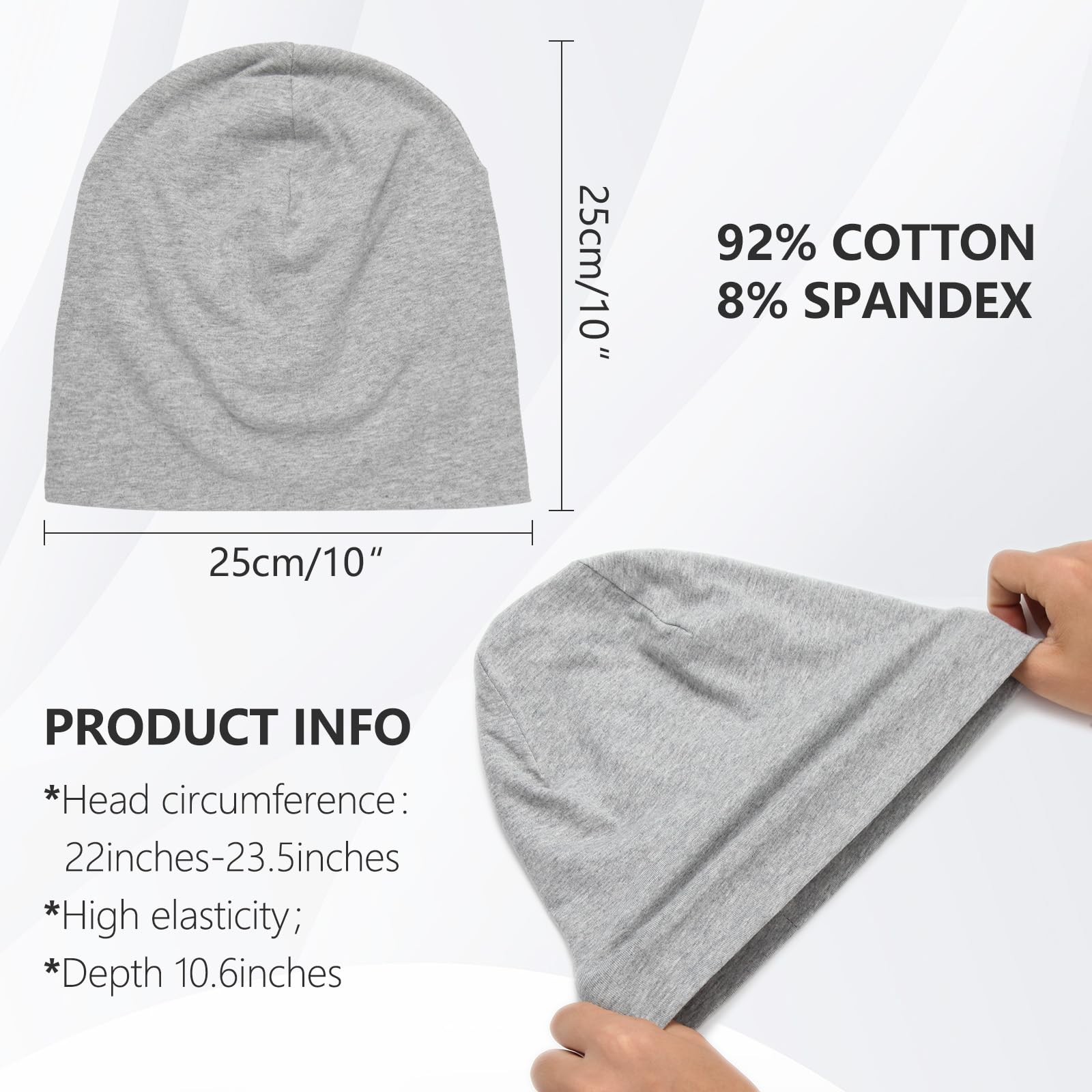 XURIGOX Cotton Beanie Hats for Men Women Stretchy Workout Cap, Helmet Liner, Lightweight Running Hat, Athletic Skullcap