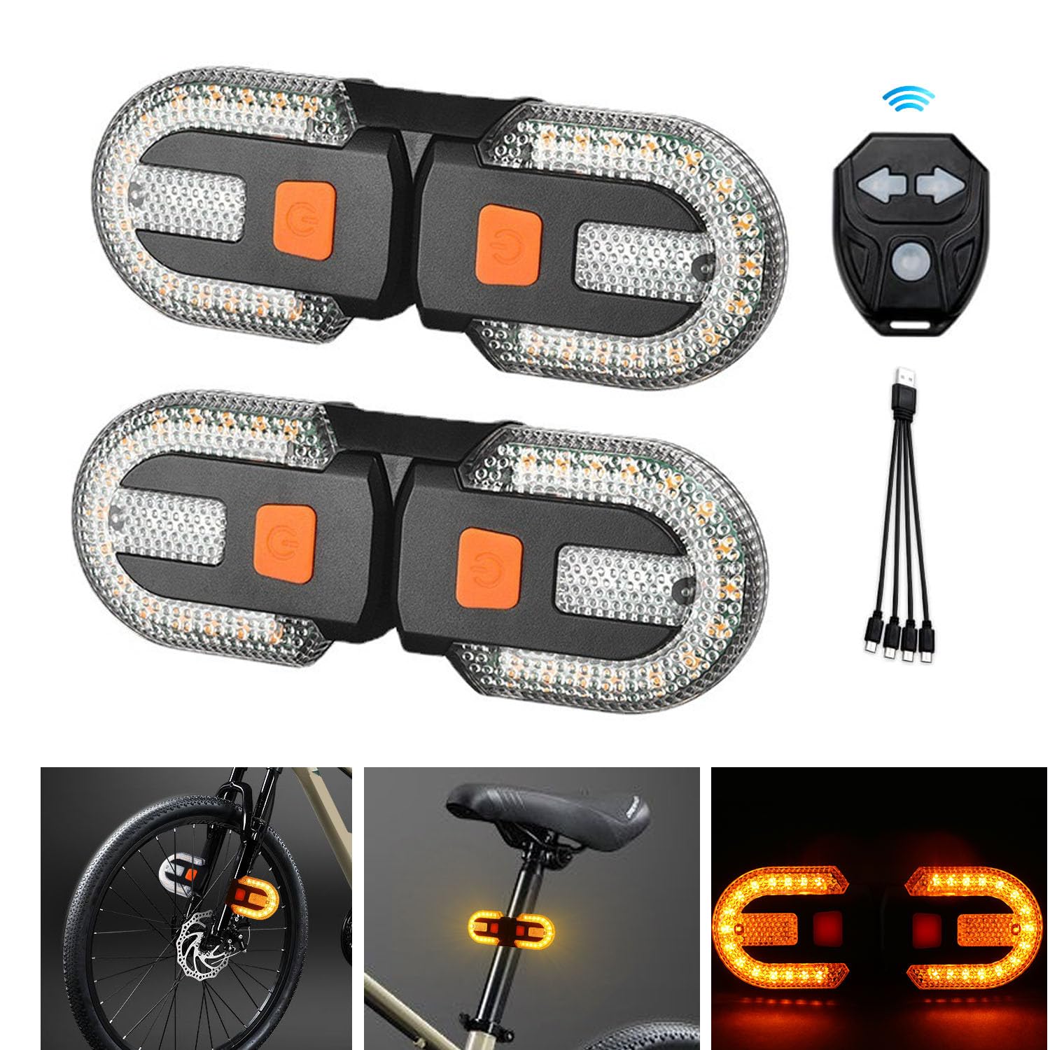 Amazon | ウインカー付きバイクテールライト、USB充電式自転車