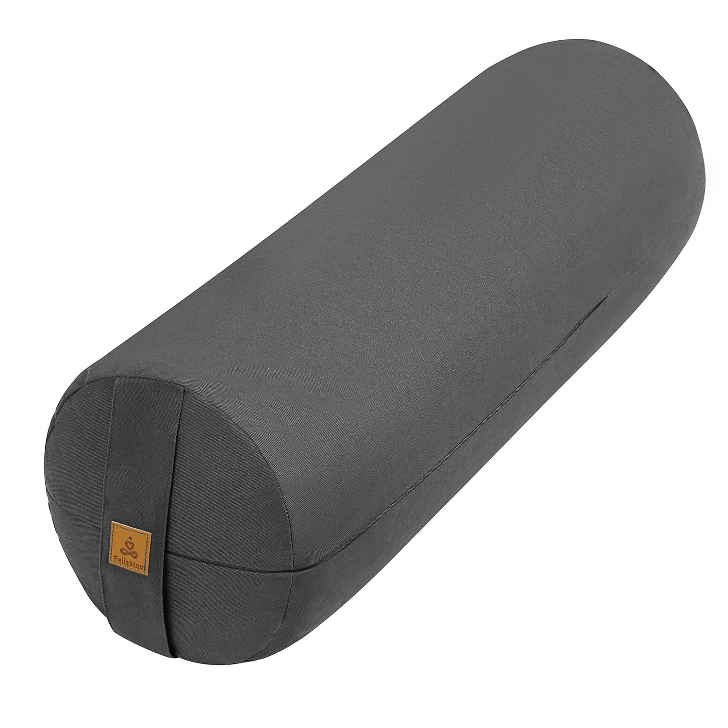 FelizMax Organic Buckwheat Bolster(24X9 in) Yoga Bolster Supportive Yoga Cushion for Restorative Yoga Accessories Meditation Pillow Reading Pillow Floor Pillow Large Round Cylinder