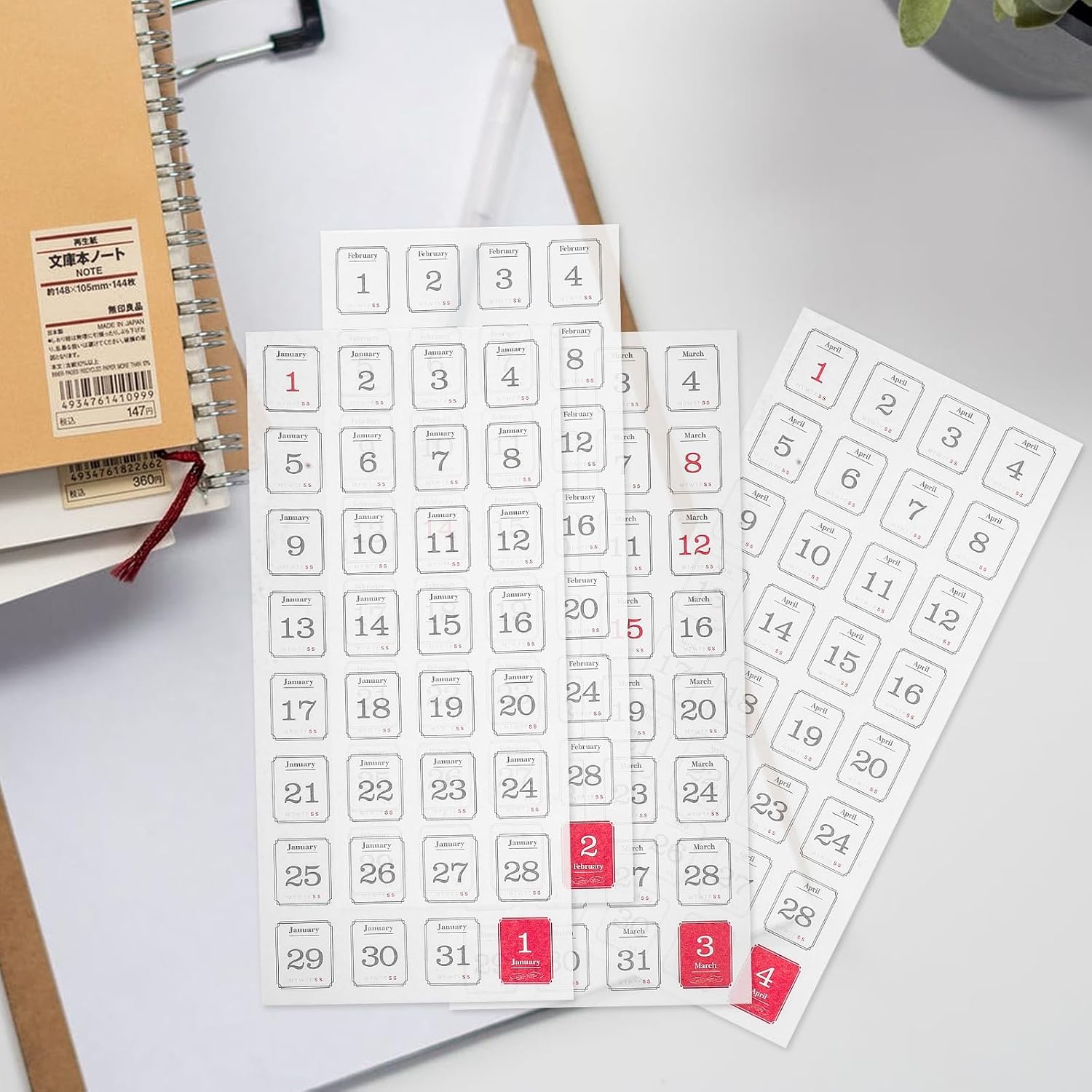 12 Sheets Paper Planner Date Stickers for Daily Monthly Calendar Use image 4