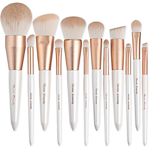 Makeup Brushes Set, EVRCHGIEA 12pcs Premium Eye Shadow, Eyebrows, Eyeliner, Concealer, Lip Liner，Foundation Makeup Brush White Travel Makeup Set,Cruelty-Free Synthetic Fiber Bristles