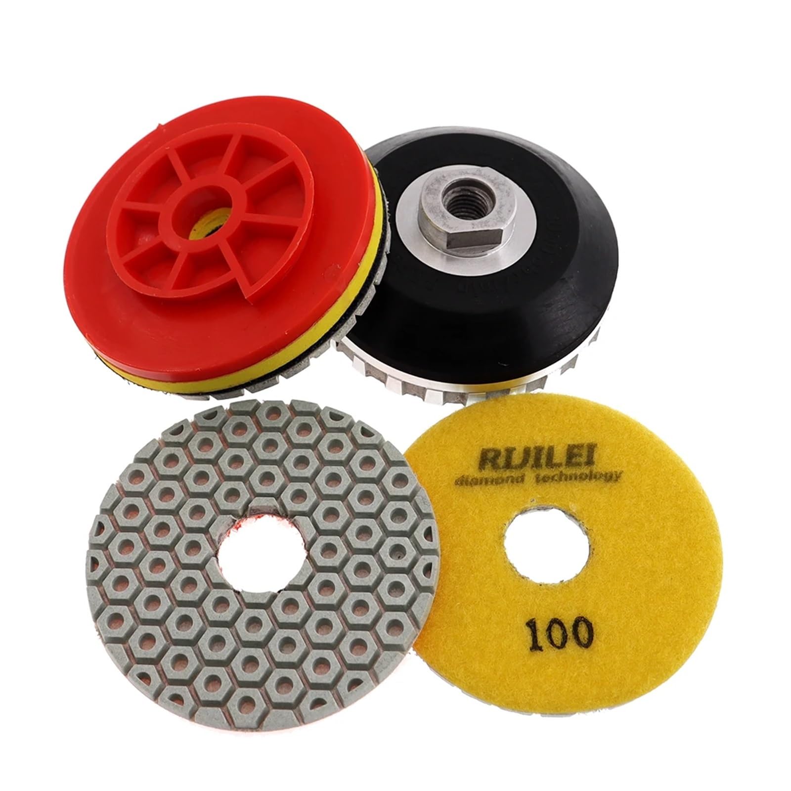 Almohadillas de pulido en seco con diamante, Paquete de 7 discos pulido diamante 4 pulgadas, grano 50-3000, for uso en seco y húmedo, for granito, mármol hormigón(MIX 7 GRITS-7 PCS-4 INCHES)