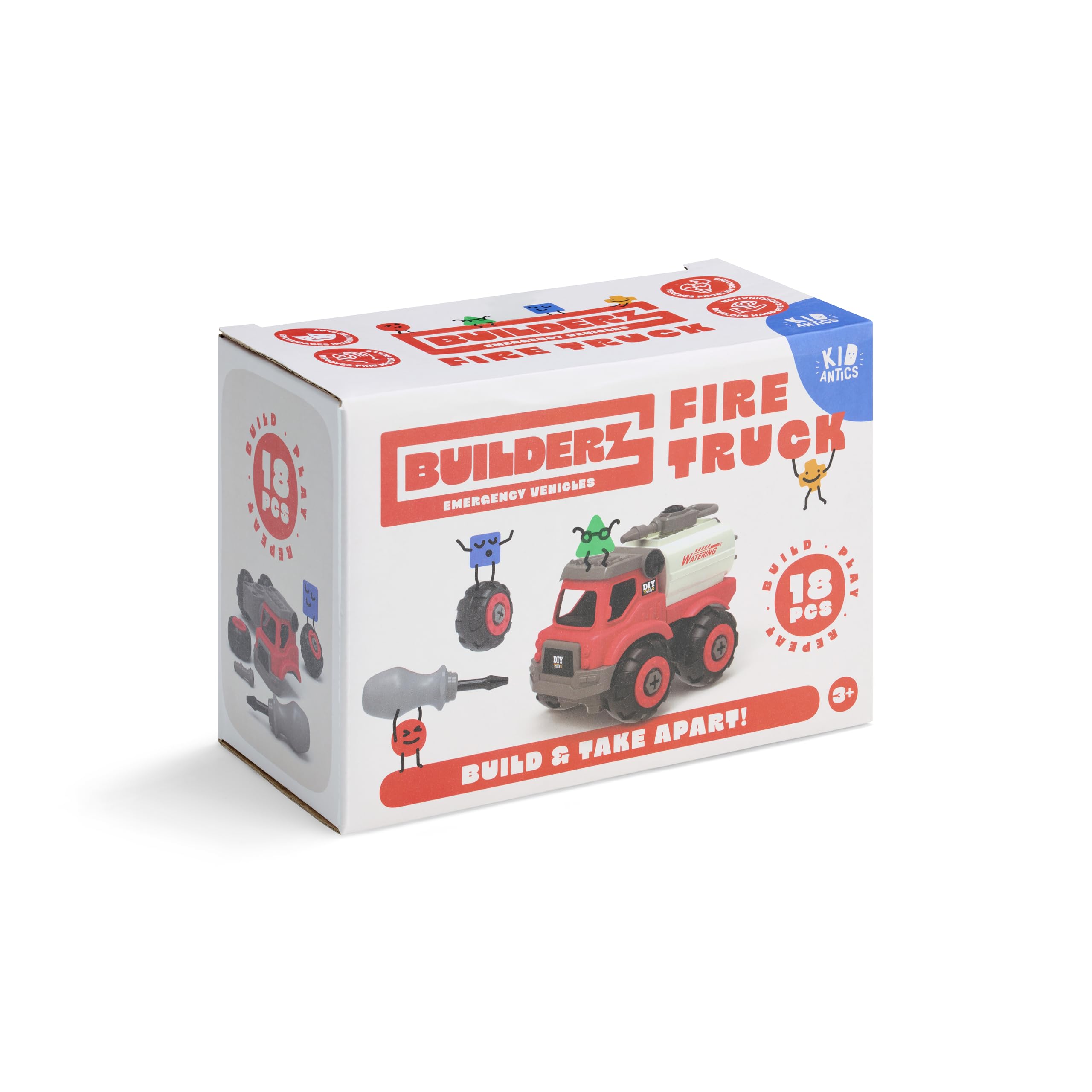 Builderz Fire Truck Toy Vehicle - Kids Rescue Truck for Ages 3+