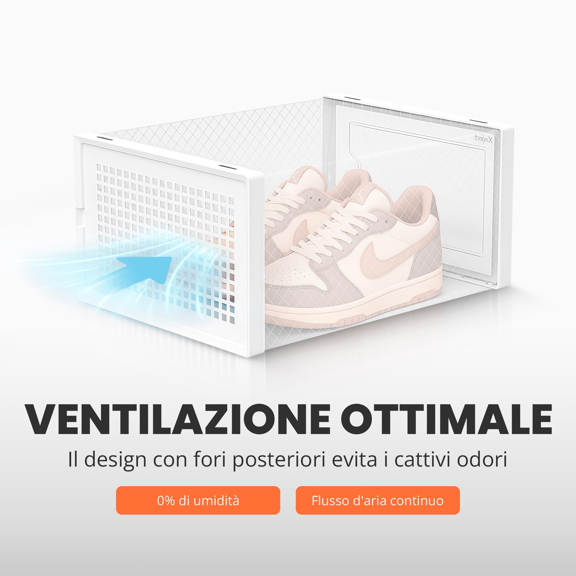 JUPPLIES | Scarpiera Modulare Trasparente Salvaspazio | Scatole per Scarpe Trasparenti Impilabili in Plastica | Organizer Scarpe da Armadio