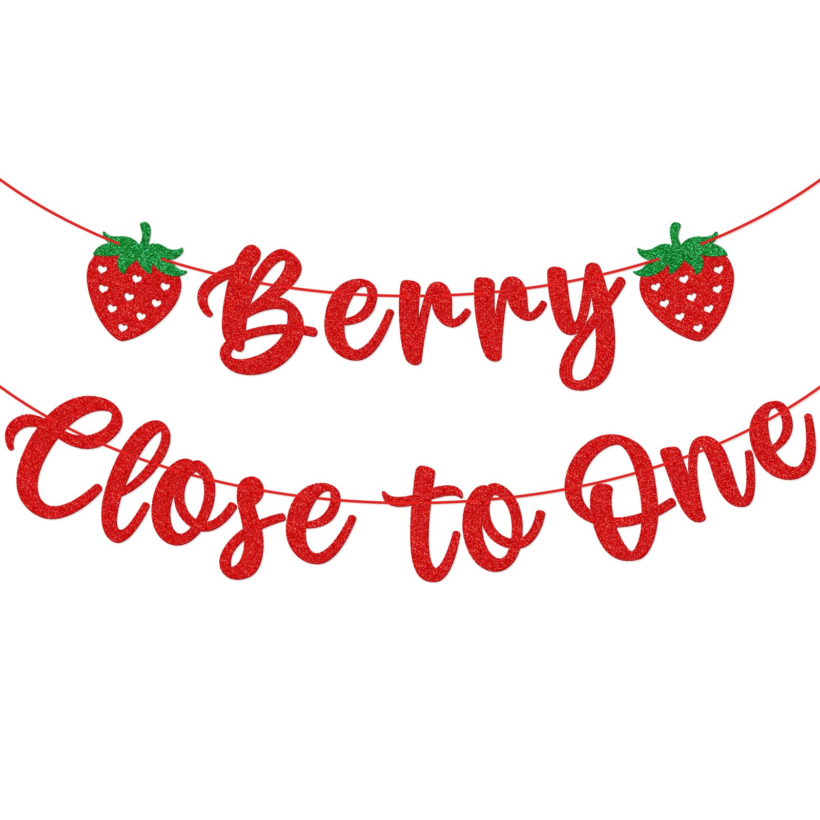 Berry Close to One Banner, Strawberry 1/2 Birthday Decorations — image 1