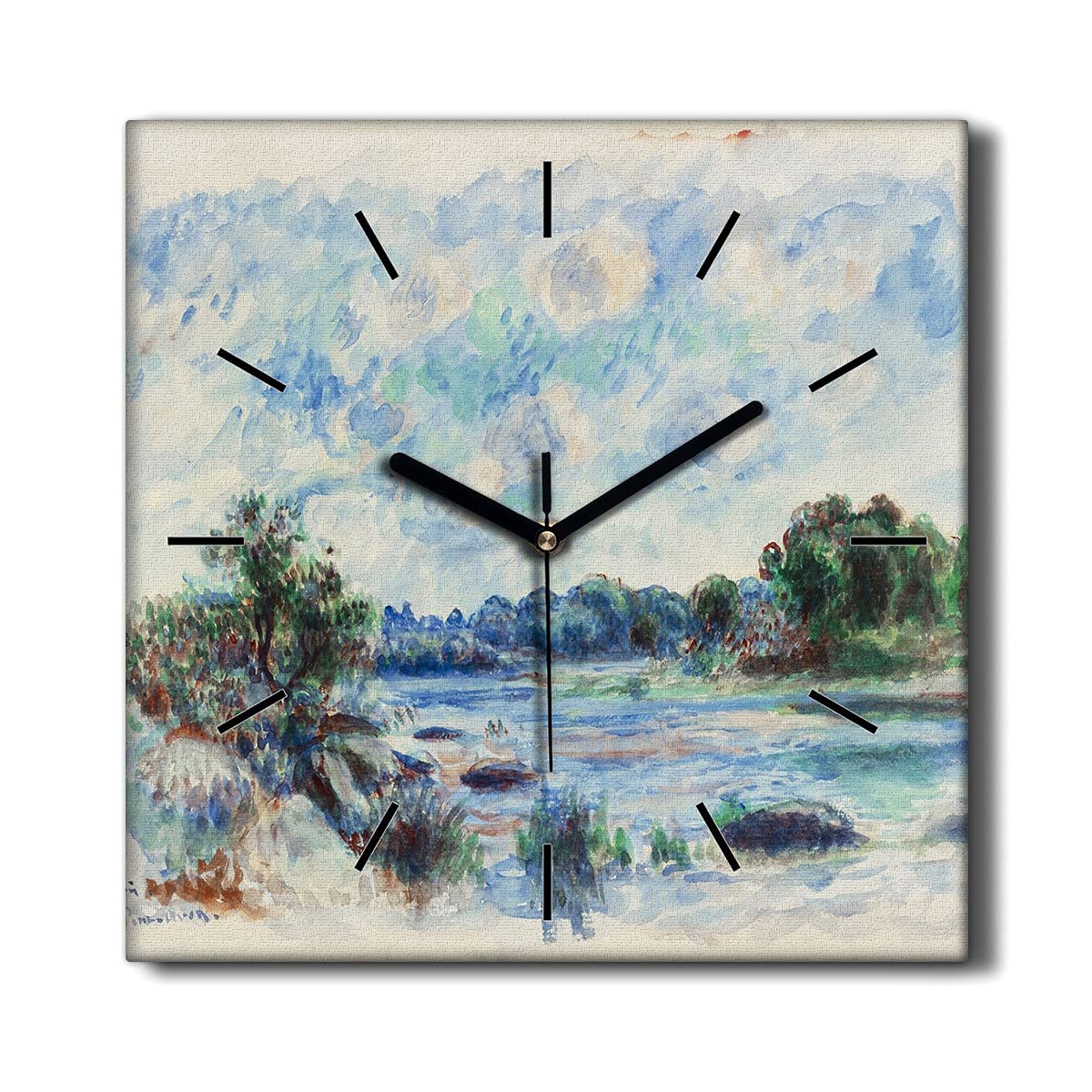 Horloge Murale Toile 30x30cm Tableau Décoratif sans Tic-Tac Foret