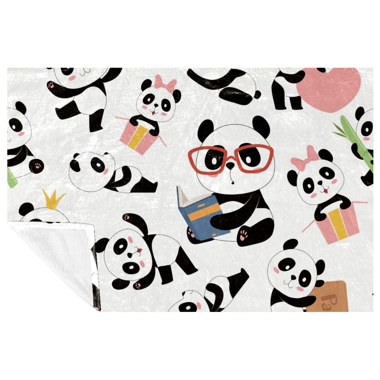 Couverture douce panda idéale pour vos soirées télé sur le canapé et pique-nique