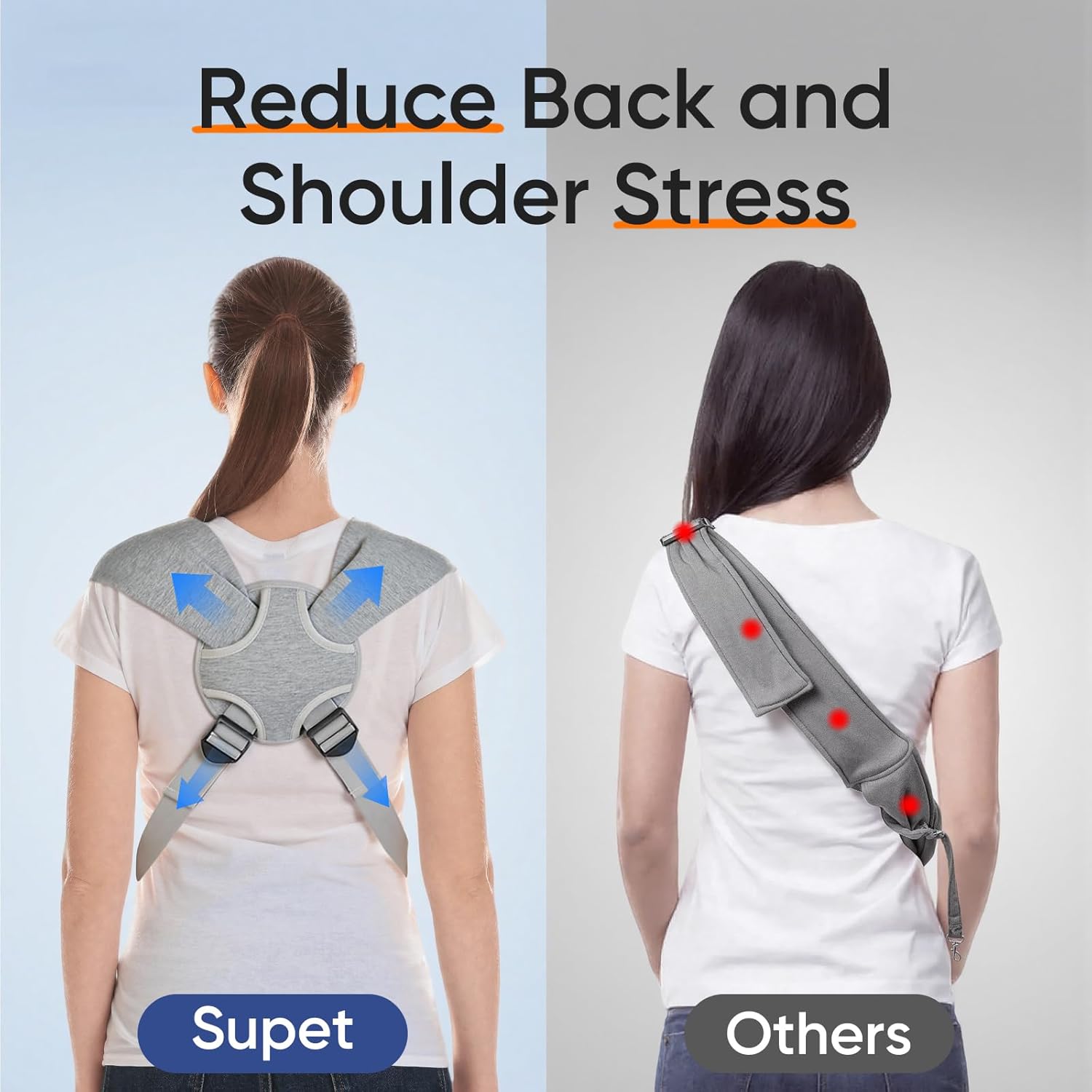 Supet Dog Sling Carrier, Hands Free Adjustable Puppy Pouch Extra Large Carrier, Soft Wearable Pet Front Bag for Dachshund & Teacup Dog, Anti-Anxiety Chest Carrier with Back Pain Relief (Grey, Plus)