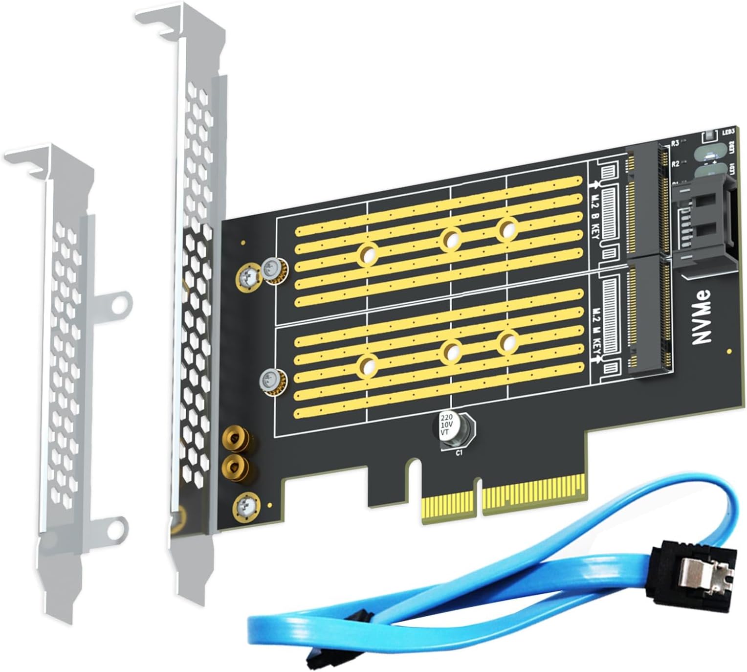 GLOTRENDS PA12 M.2 PCIe Adapter for One M.2 NVMe SSD and One M.2 SATA SSD