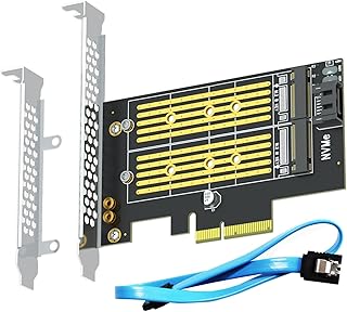 GLOTRENDS PA12 2 in 1 M.2 SSD - PCIe 4.0 X4変換アダプターカード、1xM.2 NVMe SSDと1xM.2 SATA SSDに適合