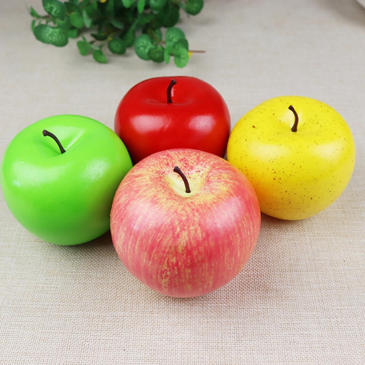 jojofuny 4pcs Artificial Fruit Models Set, Lifelike Simulated Foam Decor, Vivid Faux Apples for Photography Props, Home Decoration, and Play
