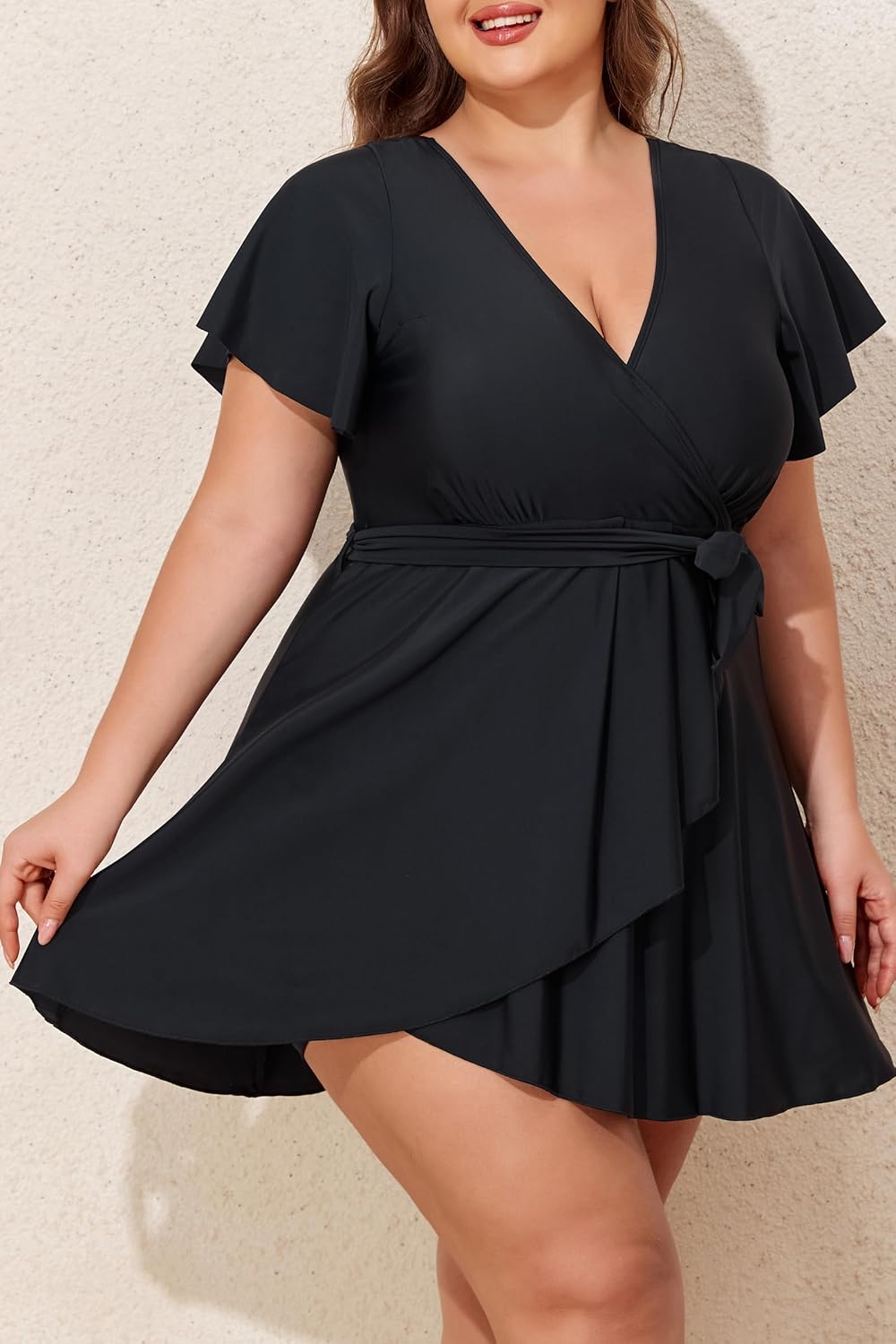 Smismivo Swim Dress Plus Size Swimsuit for Women One Piece Tummy Control Bathing Suit Modest Full Coverage Curvy Swimwear - Image 6