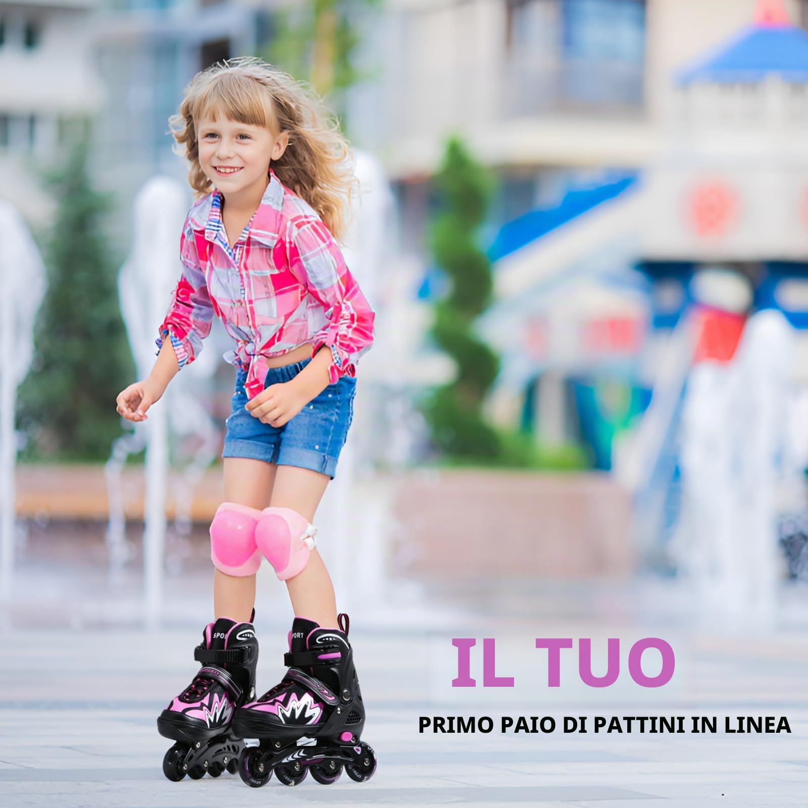 TOMSHOO Pattini a Rotelle con Ruote LED Regolabili per Bambini
