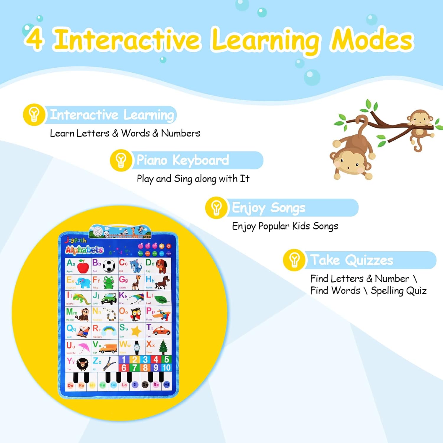 joypath Interactive Electronic Alphabet Ocean Life Educational Wall Chart, Talking ABCs, Music Animal Learning Poster Preschool EducationToddler Toy, Gifts for 2 3 4 5 Years Old Boys Girls (2 Pack) : Toys & Games