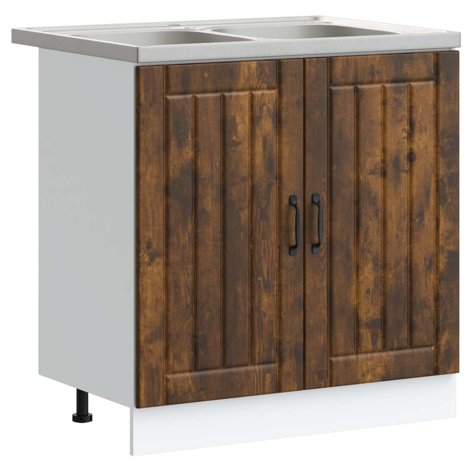 Meuble sous évier moderne Lucca en chêne fumé pour cuisine chaleureuse
