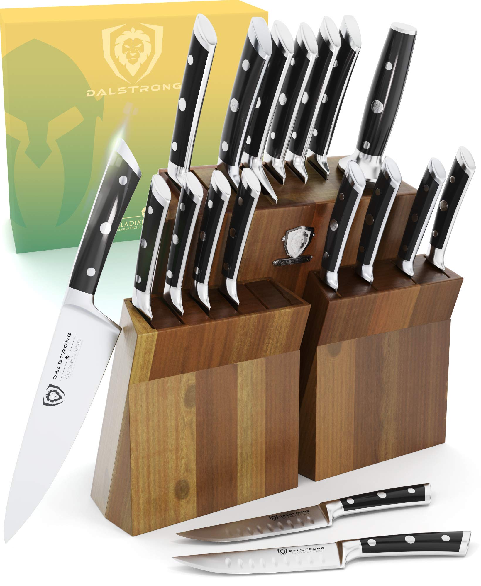 DALSTRONG Knife Block Set 18 Piece Colossal Knife Set Gladiator