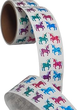 Jillson Roberts Prismatic Stickers, Mini Unicorns, Bulk Continuous Roll BS7023