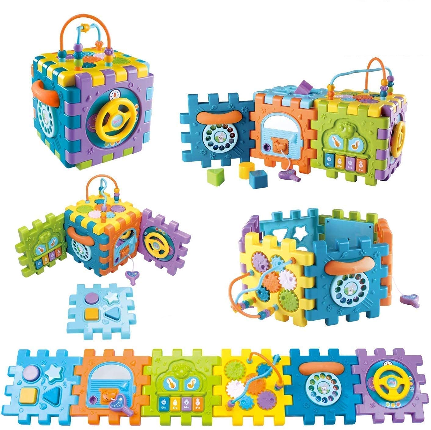 TIUDTOY Activity Cube Baby Toys 6 in 1 Multi-Purpose Educational Learning Cube with Music Activity Center Play Square Toy Gift for 18M+ Year Old Boy Girl (Activity Cube) 1