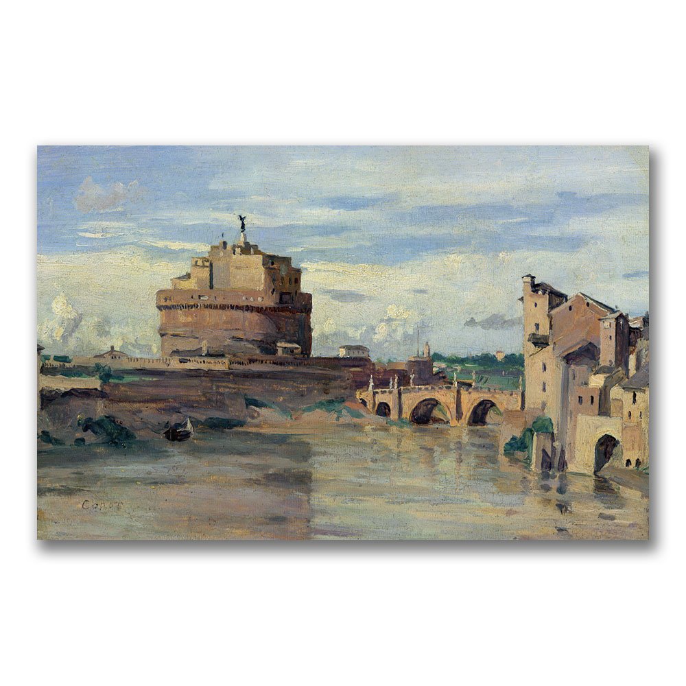 Castel Sant Angelo by Jean Baptiste Corot, 14x24-Inch Canvas Wall Art