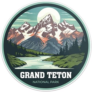 Grand Teton National Park Sticker - Waterproof Vinyl Decal for Car Bumper, Laptop, Luggage, Water Bottle, Wall, and Window, Size - 3'' X 3''