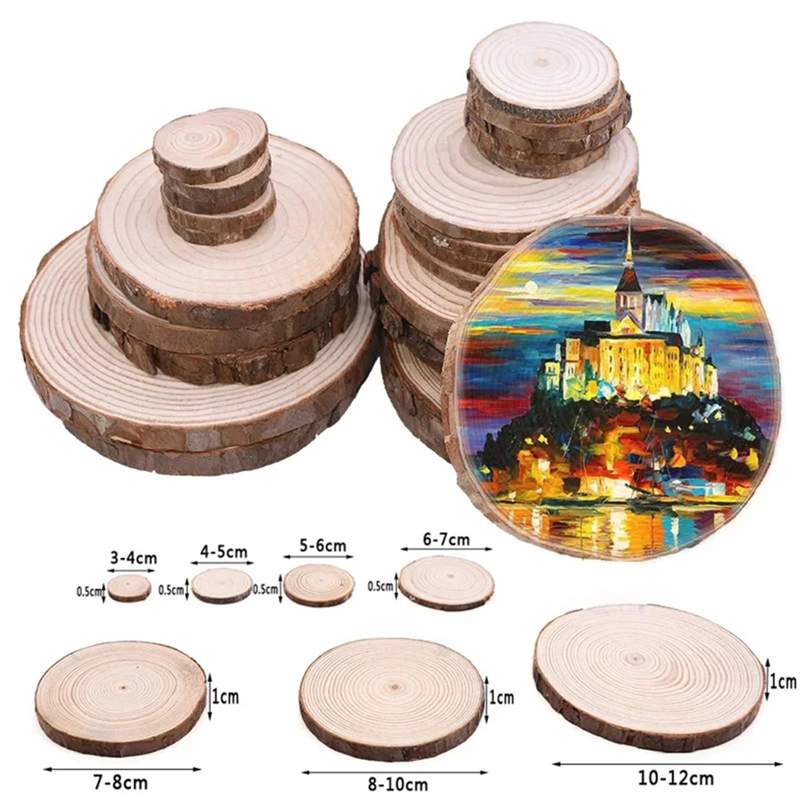 plastry drewna 3-12 cm Grube Naturalne Sosnowe Okrągłe Niedokończone Plastry Drewna Koła z Korą Drzewną Kłody Rzemiosło DIY Wesele Malowanie 3-10 szt(3pcs 10 12cm)