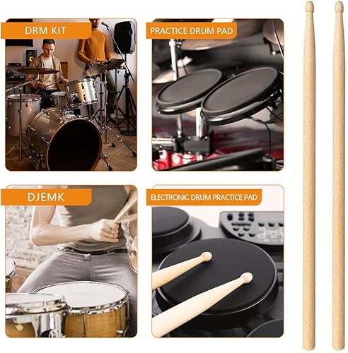 Miniatura 8 de El juego de baquetas incluye 1 par de palos de tambor de madera de arce 5A, 1 par de cepillos de alambre de tambor, cepillo retráctil, 1 par de