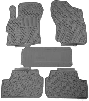 IKON MOTORSPORTS, Custom Fit Floor Mats Compatible with 2008-2017 Mitsubishi Lancer, Gray/Grey Latex Rubber All Weather Car Auto Carpets Liner 5PC Protector, 2009 2010 2011 2012 2013 2014 2015 2016