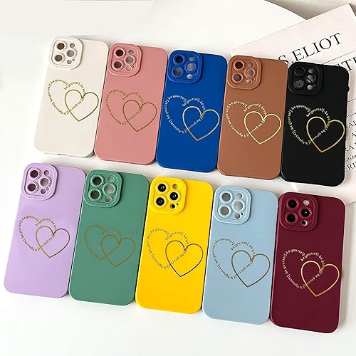 Miniatura 6 de ankofave Funda para iPhone 15 Pro Max para mujeres y niñas, bonita funda chapada en oro con doble corazón, suave, a prueba de golpes, funda