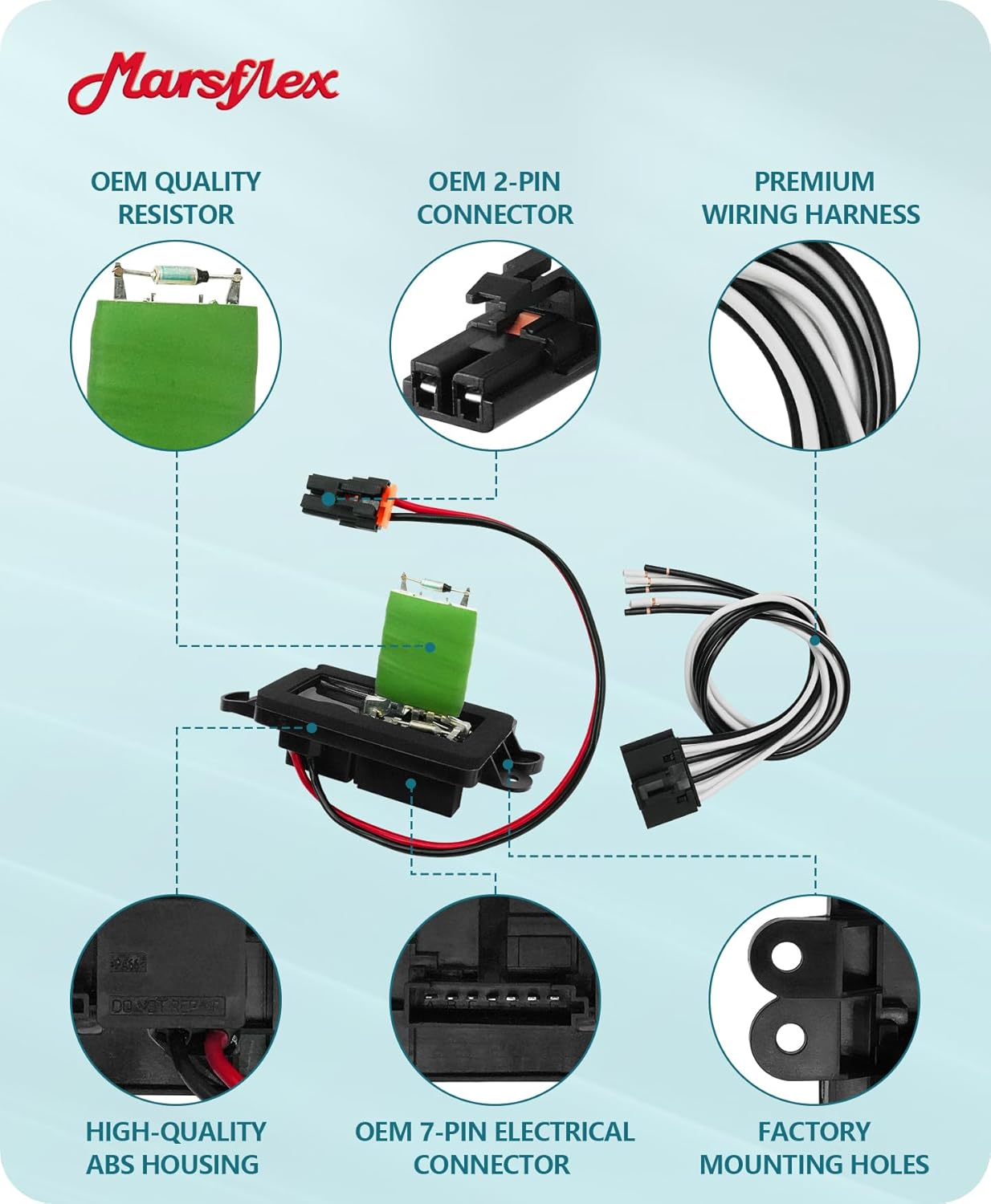 Marsflex Front Blower Motor 1581647 & Blower Resistor 1581086 with Manual AC Control for 2003 2004 2005 2006 for Chevrolet Chevy Avalanche Silverado 1500 2500 Suburban Tahoe for GMC Sierra Yukon