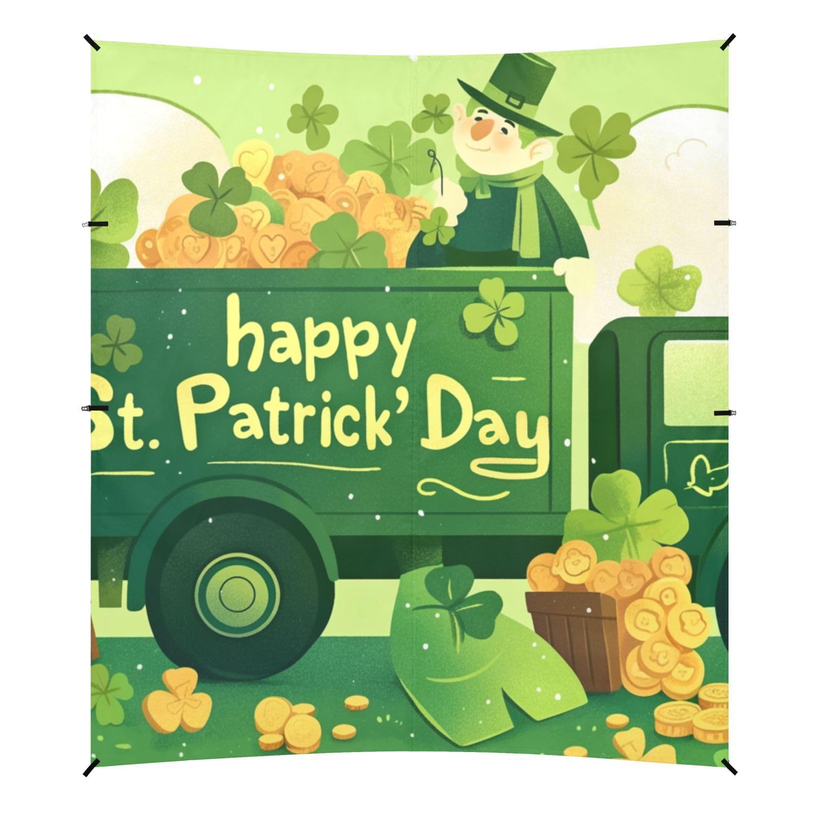 St Patrick's Day Beach Cabana Tent UPF50 Water-Resistant Large Sun Shade with Sand Pockets for Camping, Fishing, Backyard Fun