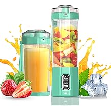 Portable Blender, 360W Personal Blender for Shakes and Smoothies for Kitchen, 24 Oz BPA Free Traveling Juicer Cup and Lid with 6 Blades, Green