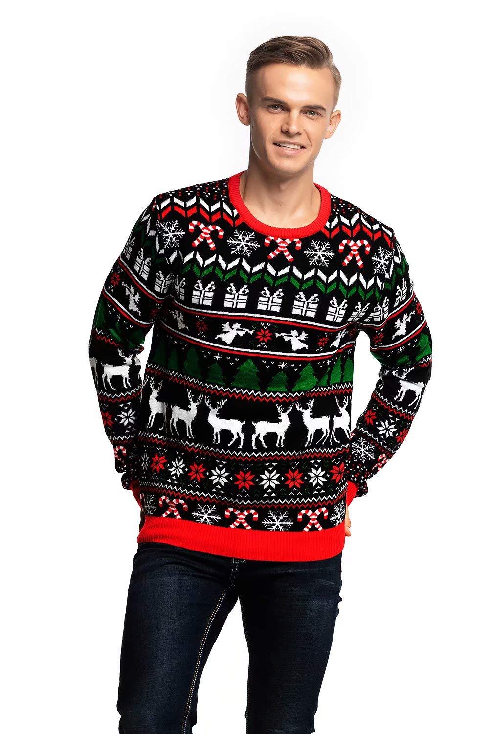 U LOOK UGLY TODAY Men's Christmas Jumpers Pullover Sweater, Black, 3XL